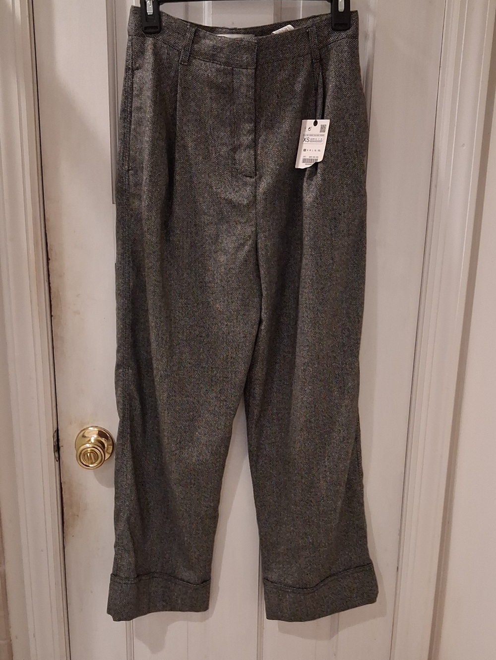 ZARA Tweed-Style Wide Leg Trousers in Black & White